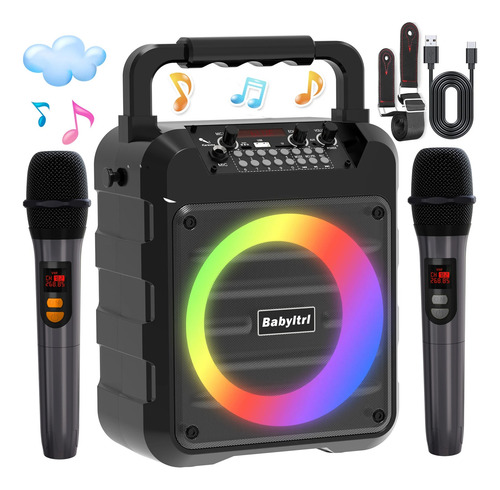 Bocina Karaoke Bluetooth Recargable Portatil Con 2 Microfono