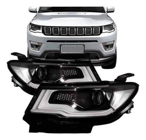 Par Farol Compass 17 A 21 Eletrico Com Motor Com Xenon E Led