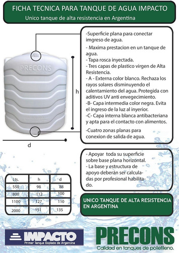 Tanque De Agua Tricapa Precons 1100 Litros