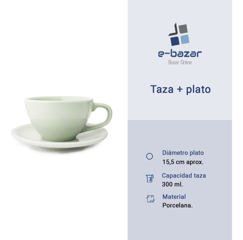 Set X 6 Combo Taza C/ Plato Germer Oval 300 Ml