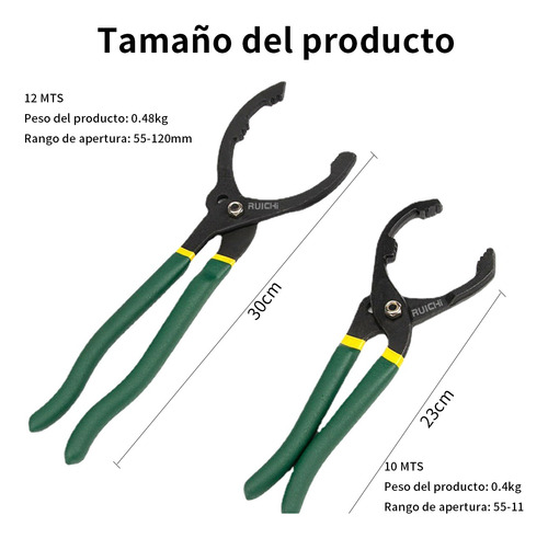 2pz Llave Para Extraer Filtro De Aceite Tipo Pinza 12/10inch