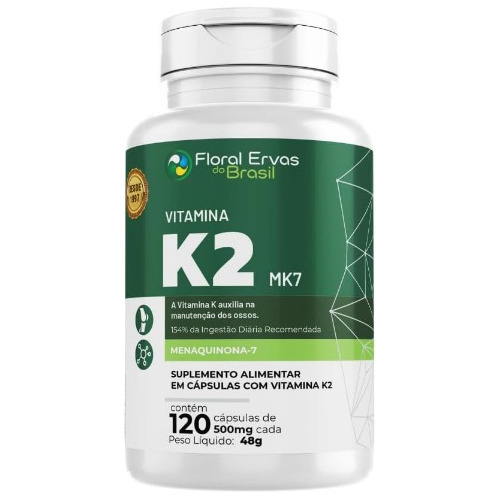 Vitamina K2 Mk-7 Menaquinona-7 500mg 120 Cápsulas