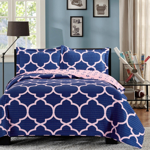 Imagen 6 de 6 de Cubrecama Quilt Cover Reversible +fundas Twin Calgary D2