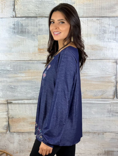 Polera Boho Con Flores Bordada