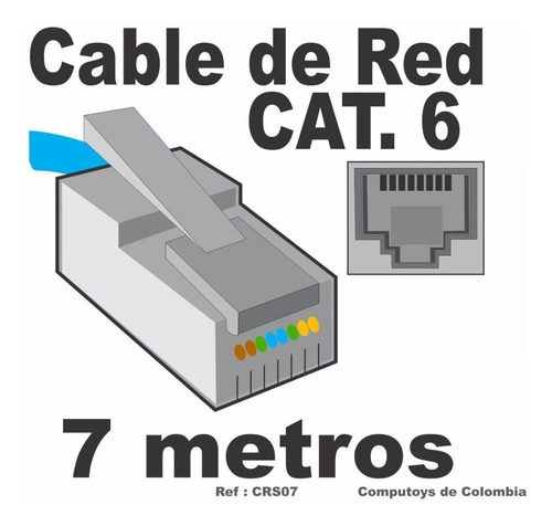 Imagen 3 de 6 de Cable Red Utp Rj45 Categoría 6 7m Ref: Crs07 Computoys Sas