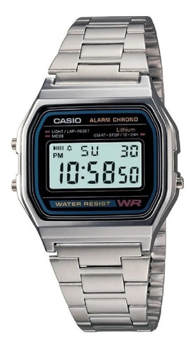 Reloj Casio Vintage Plateado A-158wa-1d Hombre Digital Retro