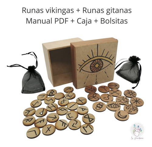 Set Runas Vikingas + Runas Brujas + Caja Y Bolsitas + Manual