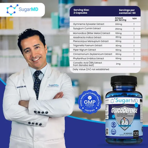 Sugarmd Dr. Ergin's Glucodefense Suplemento De Apoyo A La Glucosa - Disfruta De Un Nivel Saludable De Glucosa Y Un Meta