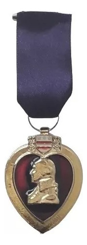 Medalla Esmaltada Corazon Purpura Usa De Metal