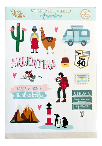 Stickers Calcos Vinilos Argentina Termo Compu Celular Viaje Color Agua Diseño impreso Ilustraciones de argentina