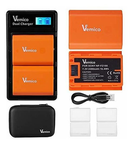 Pack De Baterias Y Cargador Vemico Np-fz100 P/videocámara