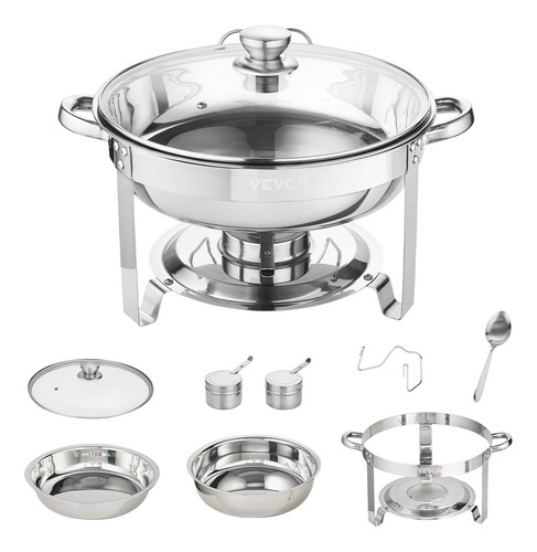 Bufetera Redonda Acero Inoxidable Tapa De Vidrio 2 Pack