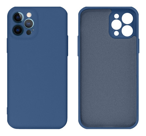 Capa Protege Câmera Silicone Veludo Compatível iPhone 12 Pro Cor Azul Horizonte