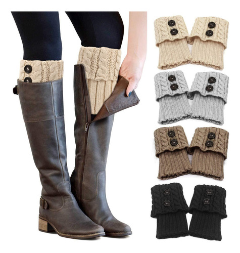 4 Pares Calcetines Hasta La Rodilla De Invierno Para Mujer