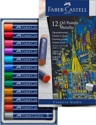 Faber-castell Juego De Pasteles Al Óleo Metálicos: 12 Colore