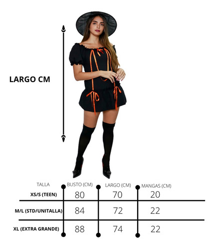 Disfraz Brujita Negra Con Naranja