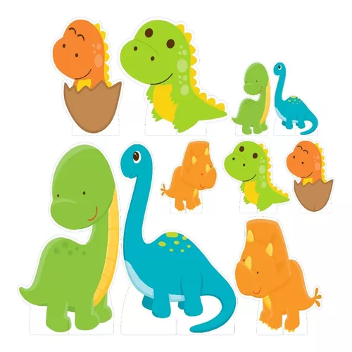 Kit Festa Prata Painel + Display Dinossauro Cute Desenho