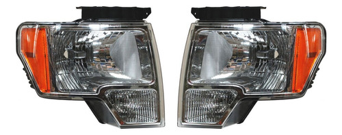 Par De Faros Ford Pick Up F150 Lobo 2009 A 2014 Cromados