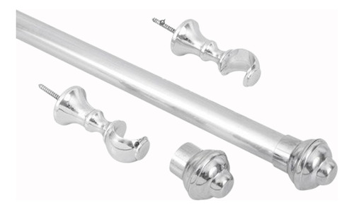 Kit Varão Simples 1,5 Metro 19mm Cromado Cromado
