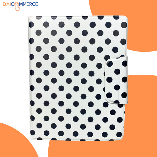 Capa C/ Suporte Ajustável P/tablet Hd 8 Polegadas + Película Cor Branca Bolinha Preta