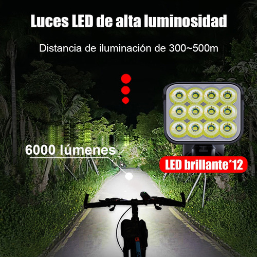 Luz De Bicicleta De 10000 Mah, 12 Led, Encendida Durante 9 H