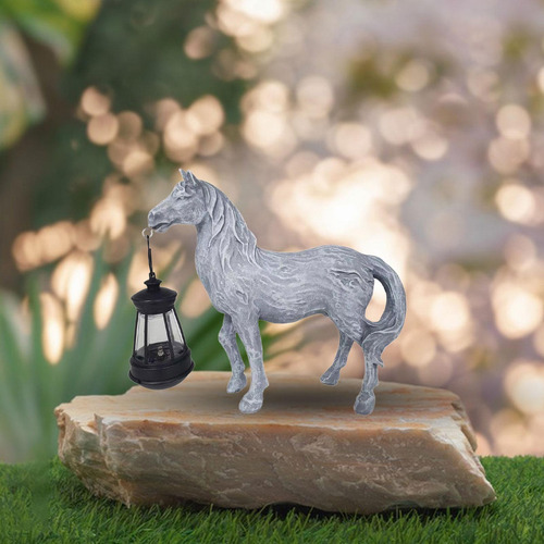 Elegante Adorno Solar Para Jardín Con Linterna Gris