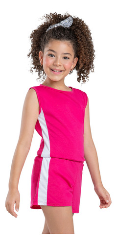 Enterizo Corto Infantil Fucsia Mp 32750