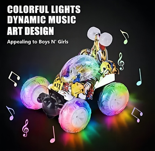 Auto Loco A Control Remoto Luces Sonido 360° Recargable Usb