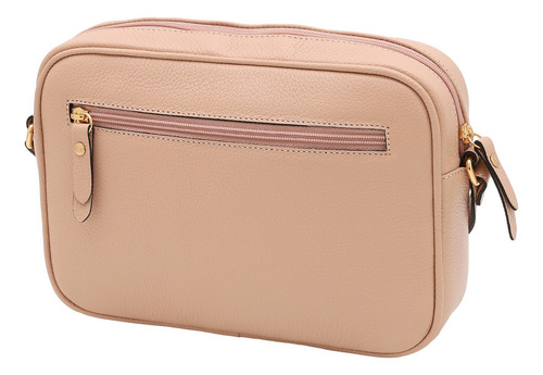 Bolsa Transversal Feminina De Couro Bovino Mariart Maxi Jeri Cor Creme Desenho Do Tecido Lisa