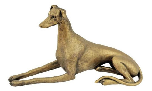 Enfeite Escultura De Cachorro Dourado 18x34x14cm Dourado