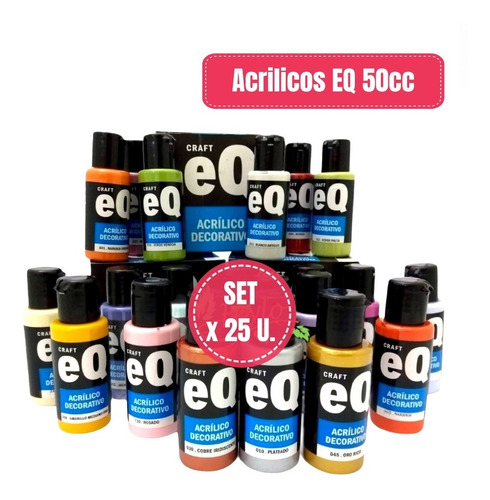 Set Acrílicos Eqarte X 25 Un. 50ml Pintura Acrílica Envíos