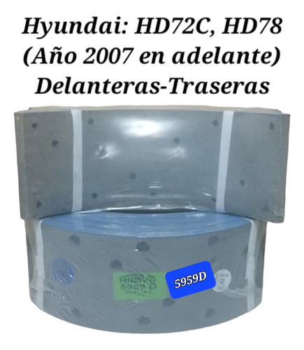 Bandas De Frenos 5959 Para Hyundai Hd72c/hd78 (set 4 Pastas)