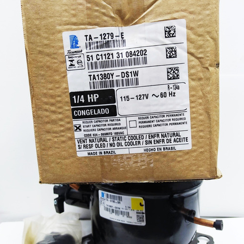 Imagen 5 de 5 de Compresor Tecumseh 1/3 Hp En Baja 1150 Btu/h R-134z 110v