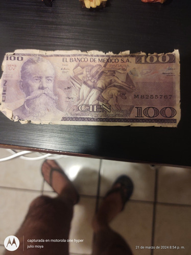 Billete De 100pesos De 1982 Carranza 