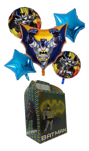 Batman Set Globos Decoración Más Cajas Dulceras 40 Niños 