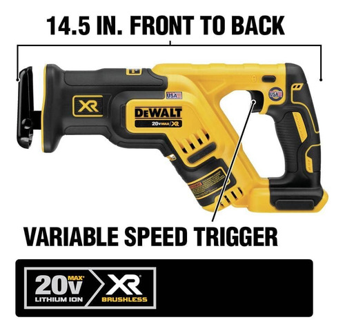 Sierra Recíproca Dewalt Max Xr Inalámbrica Dcs367b De 20 V