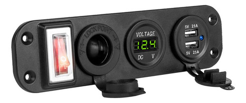 L 12v/24v Usb Tomada Carregador Led Voltímetro Verde