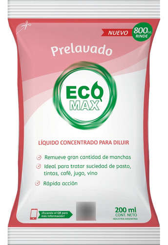 Sobre Ecomax Prelavado Quitamanchas Ropa Concentrado Mancha