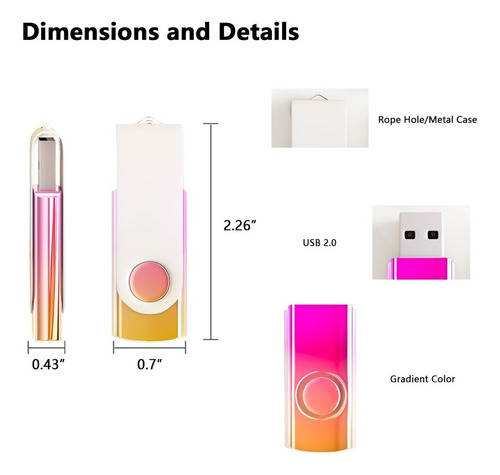 Paquete De 5 Tarjetas De Memoria Usb 2.0 De 32 Gb Con Degrad