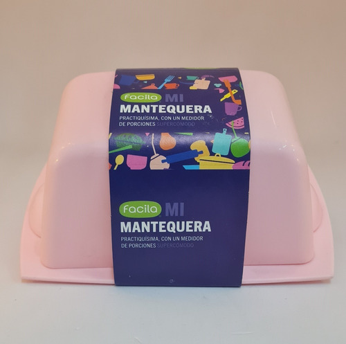 Mantequera Rosa Pastel  Acrilica Base  Medidora Plastica