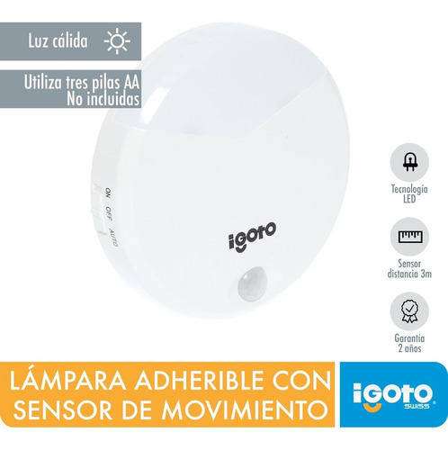 Igoto Le01 Lámpara Led Luz De Noche De Pila Con Sensor.