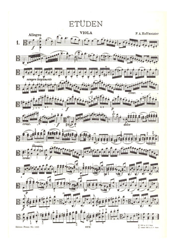 F.a. Hoffmeister: Studies For Viola / Viola - Etuden.