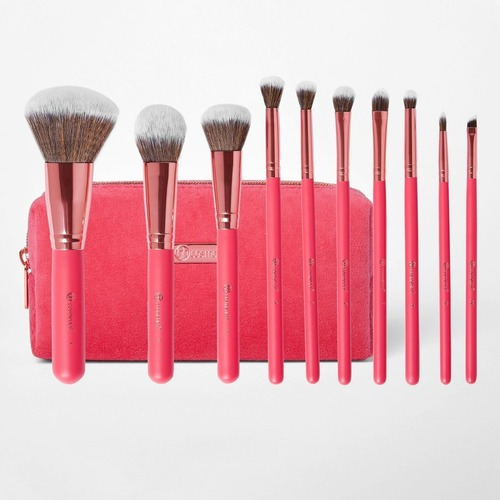 Set 10 Pinceles Brochas Bombshell Beauty Bh Cosmetics Color Rosa mexicano