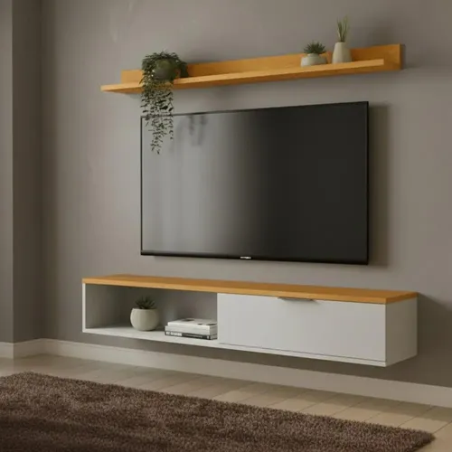Rack Tv 55 Pol. Suspenso 136cm 1 Porta Lila Off/nature Z49