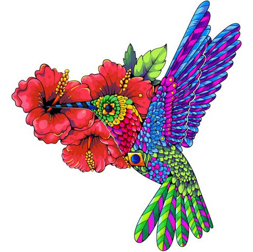 Quebra-cabeça De Madeira Beija-flor Puzi (tamanho M)