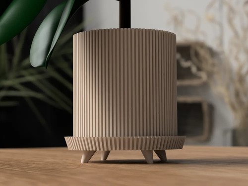 Maceta Impresa 3d Con Bandeja De Agua Beige Maceta Con Bandeja
