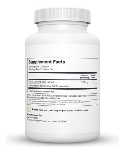 Illuminate Labs Cápsulas Extracto Ginseng Panax 200mg