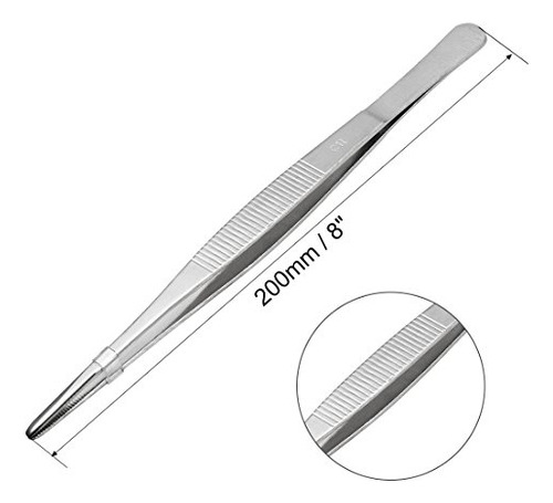 Pinzas Rectas De Acero Inoxidable 8puLG Con Punta Dentada -