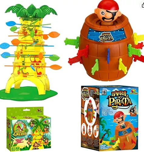 Kit Jogos Pula Macaco + Pinguim Numa Fria Jogo De Tabuleiro