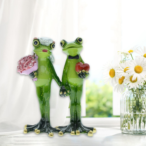 Boda Rana Jardín Estatua Resina Figuras Colección Hogar